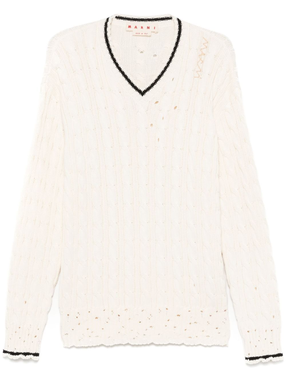 Shop Marni Cable-knit Sweater In White