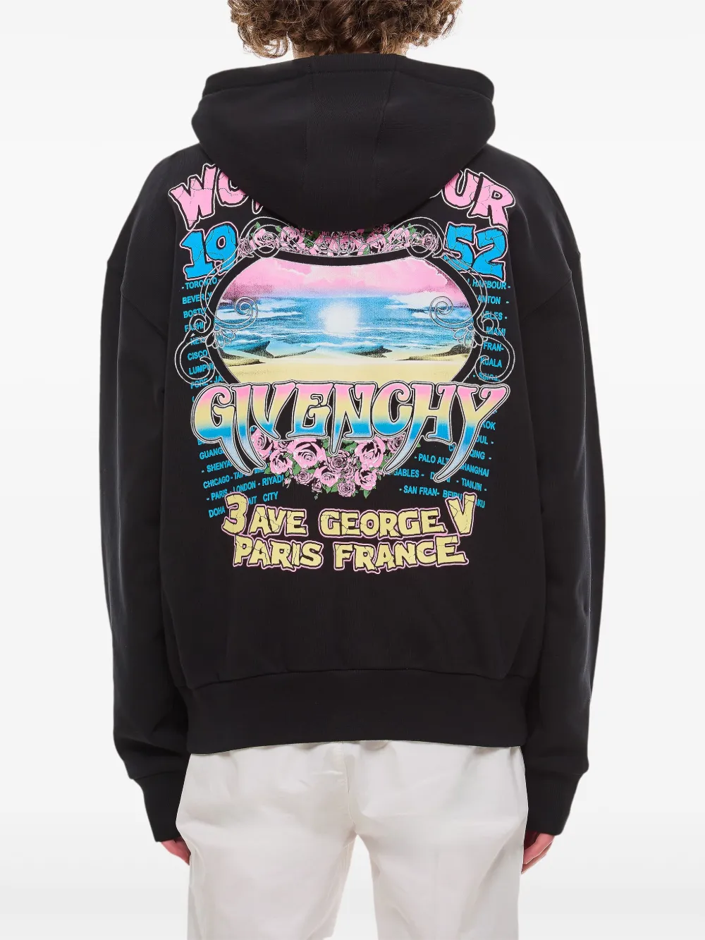 Givenchy World Tour fleece boxy hoodie Zwart