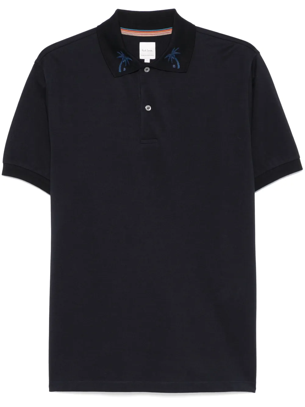 embroidered-collar polo shirt