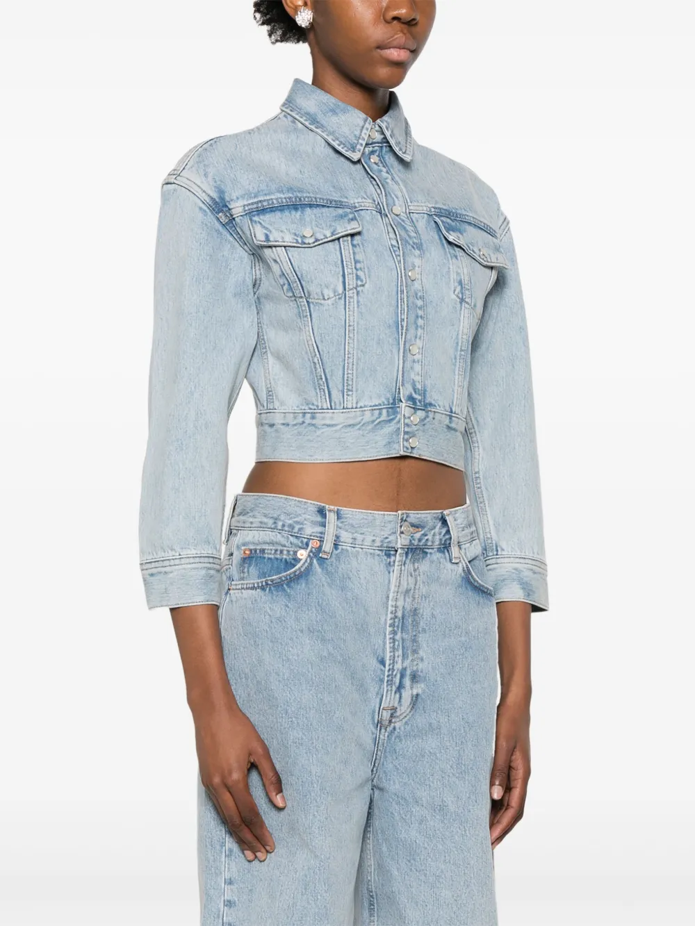 Shop Wardrobe.nyc Cropped Denim Jacket