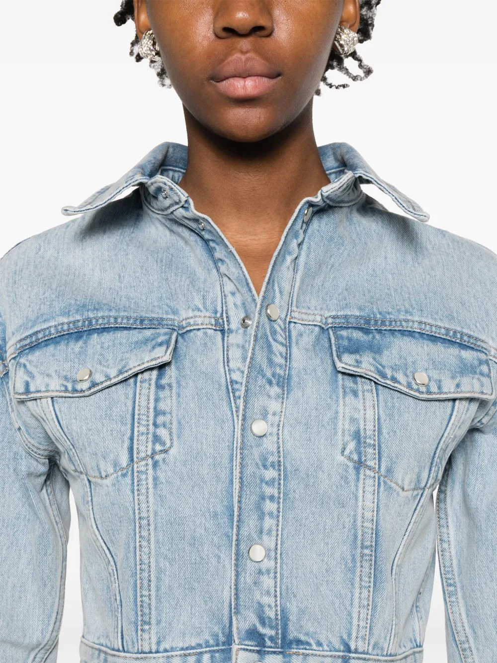 Shop Wardrobe.nyc Cropped Denim Jacket