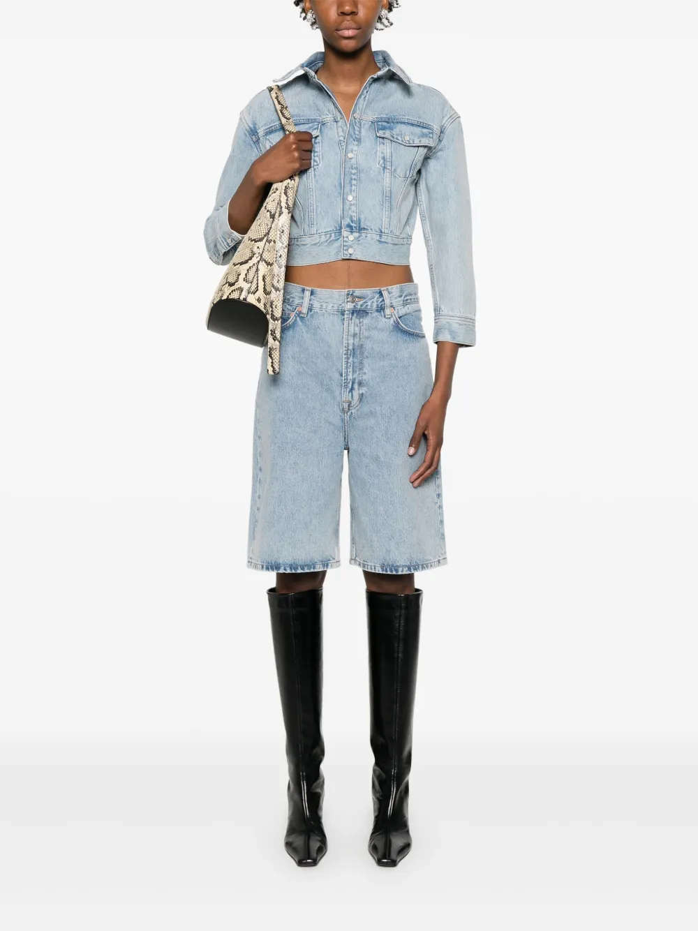Shop Wardrobe.nyc Cropped Denim Jacket