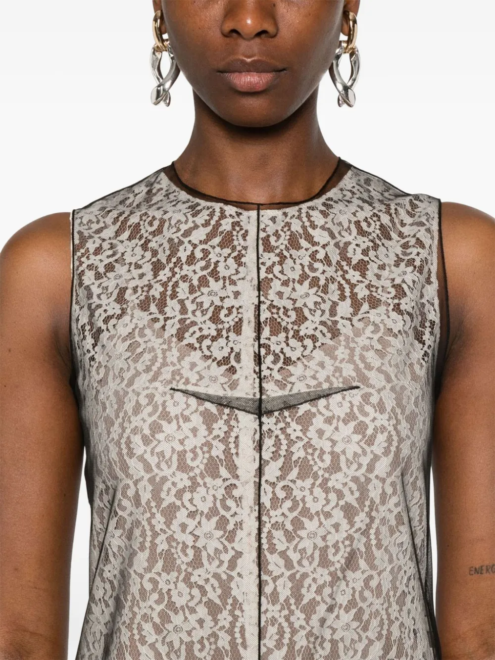 FENDI Lace Midi Dress in Neutrals, view 5