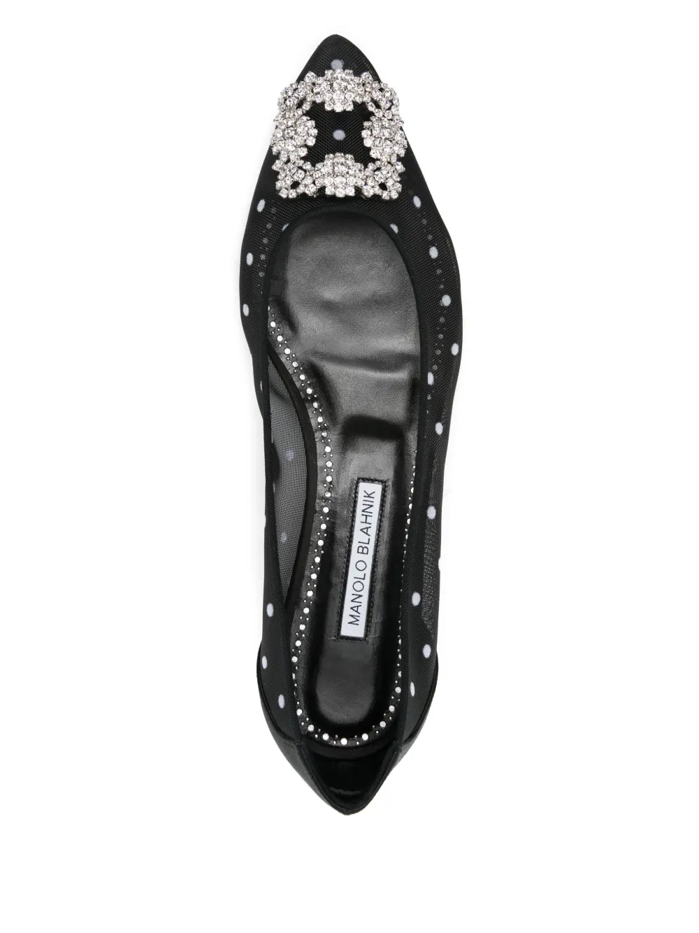 Manolo Blahnik Hangisi Polka-dot Mesh Ballerina Flats