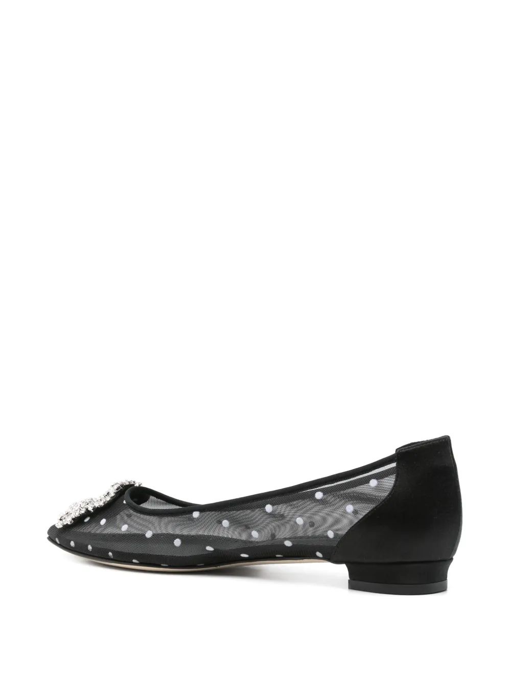 Manolo Blahnik Hangisi Polka-dot Mesh Ballerina Flats
