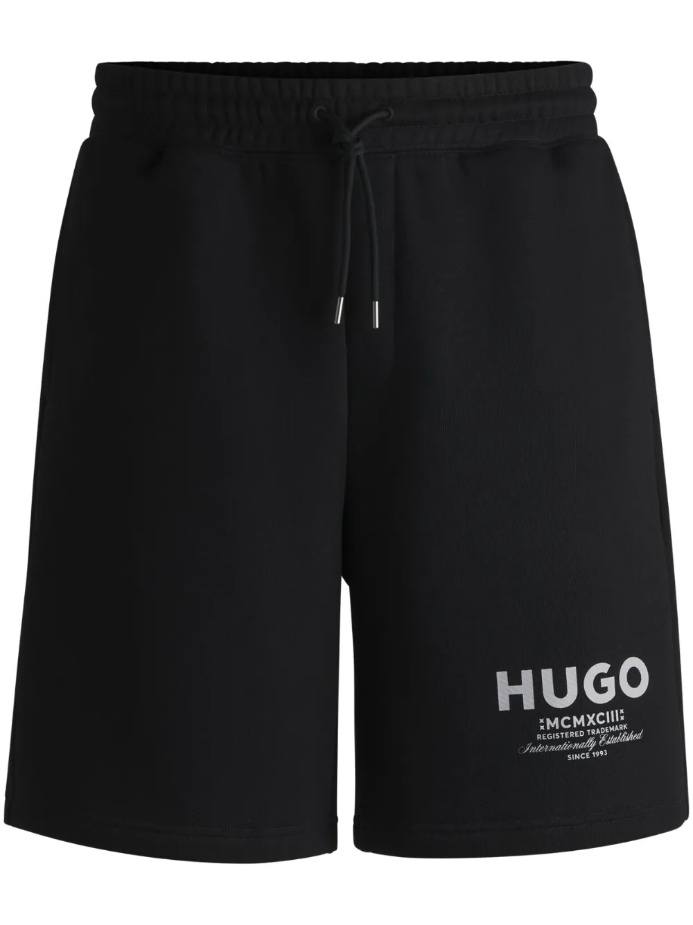HUGO Bermuda de algodão com logo | Preto | Image 1