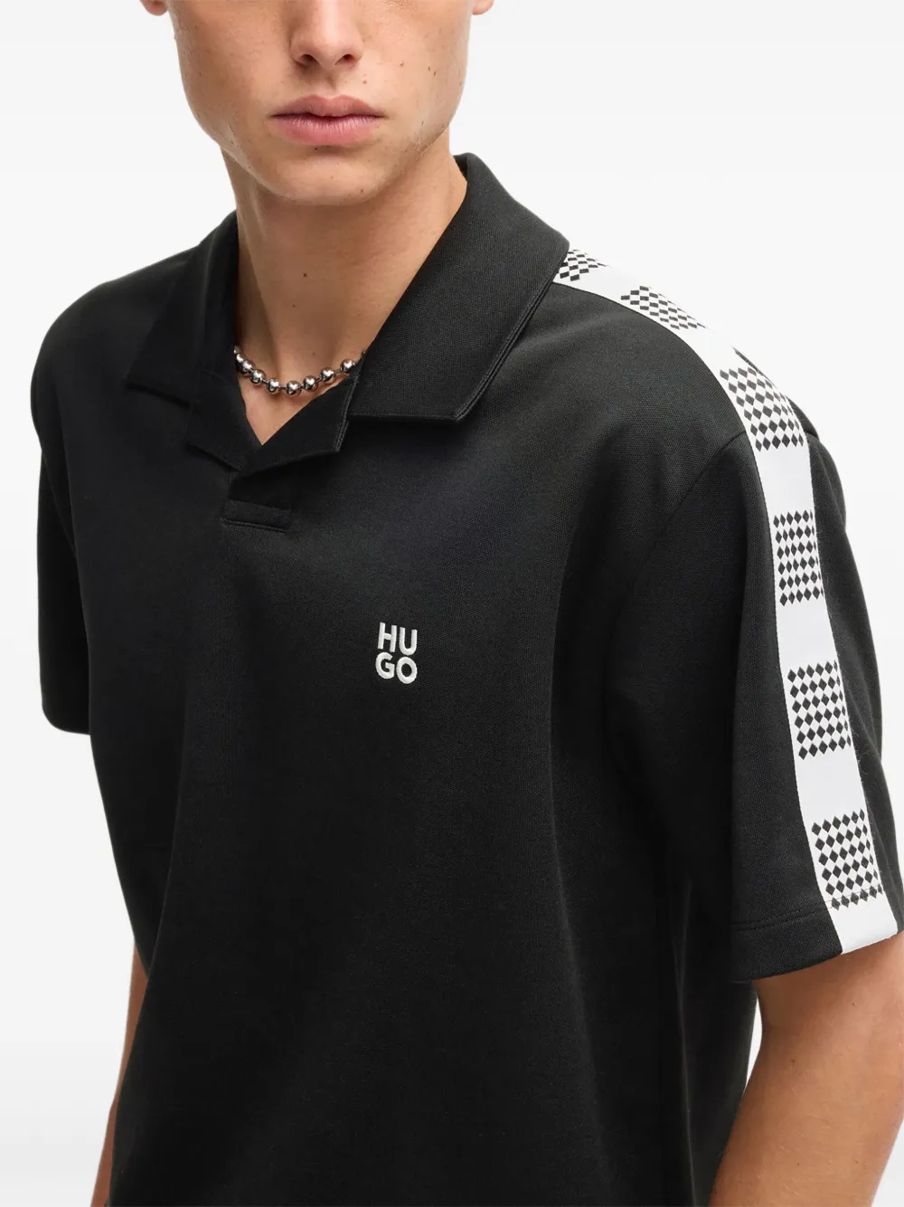 HUGO Poloshirt met geborduurd logo Zwart
