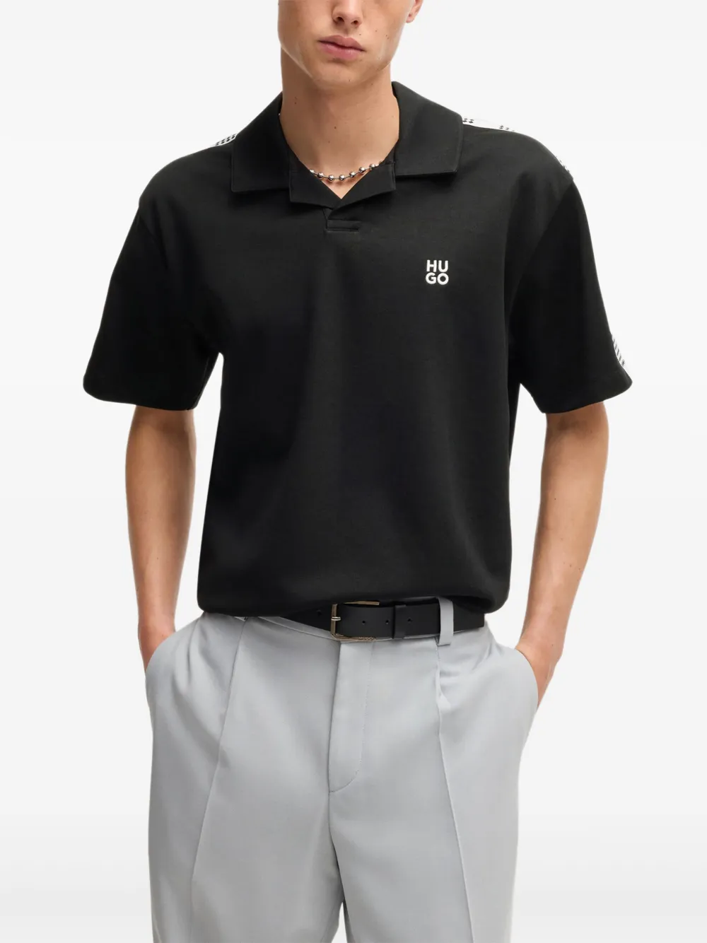 HUGO Poloshirt met geborduurd logo Zwart