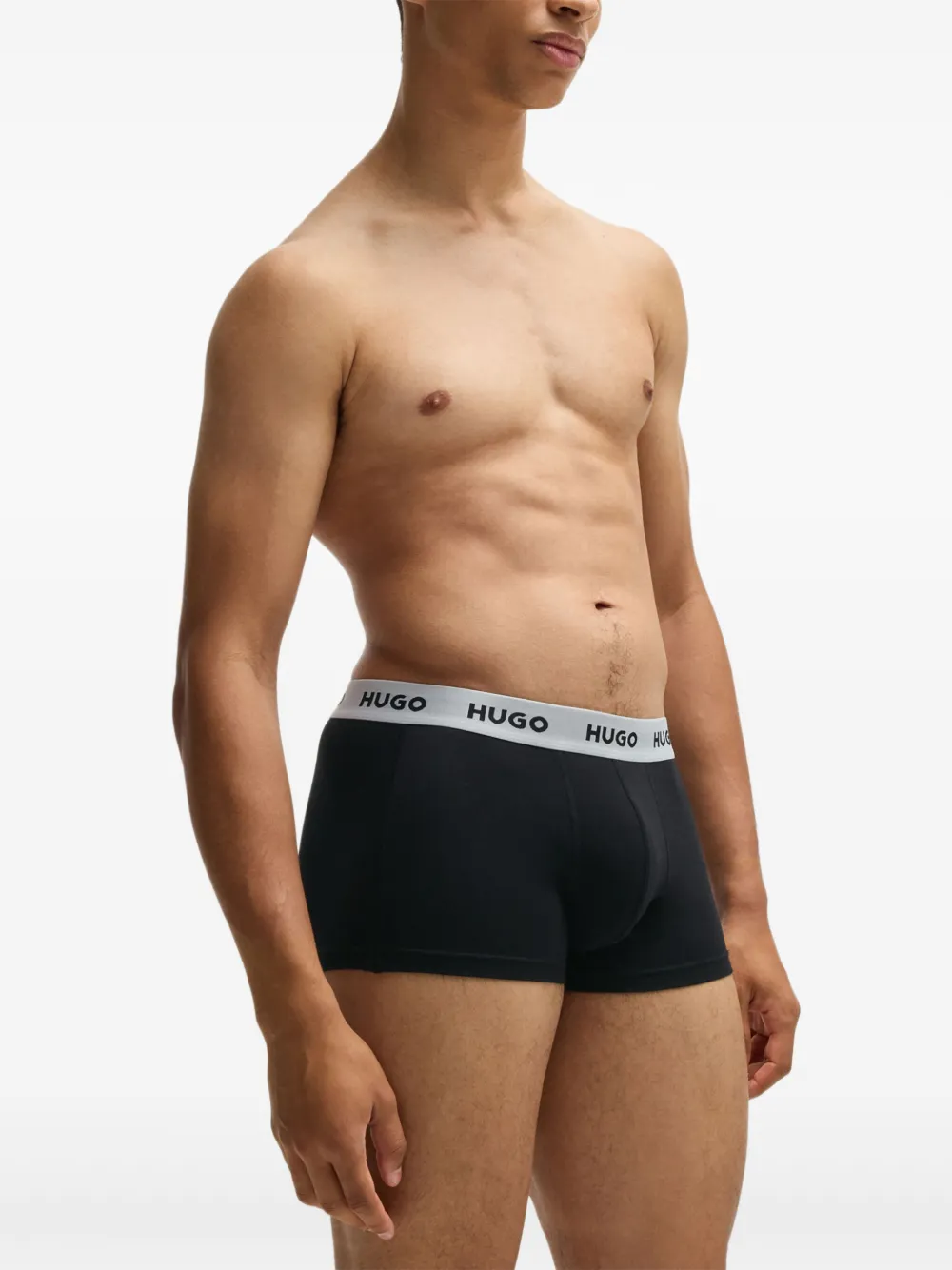 Shop Hugo Boss Stretch-cotton Boxers (pack Of Three) In Black