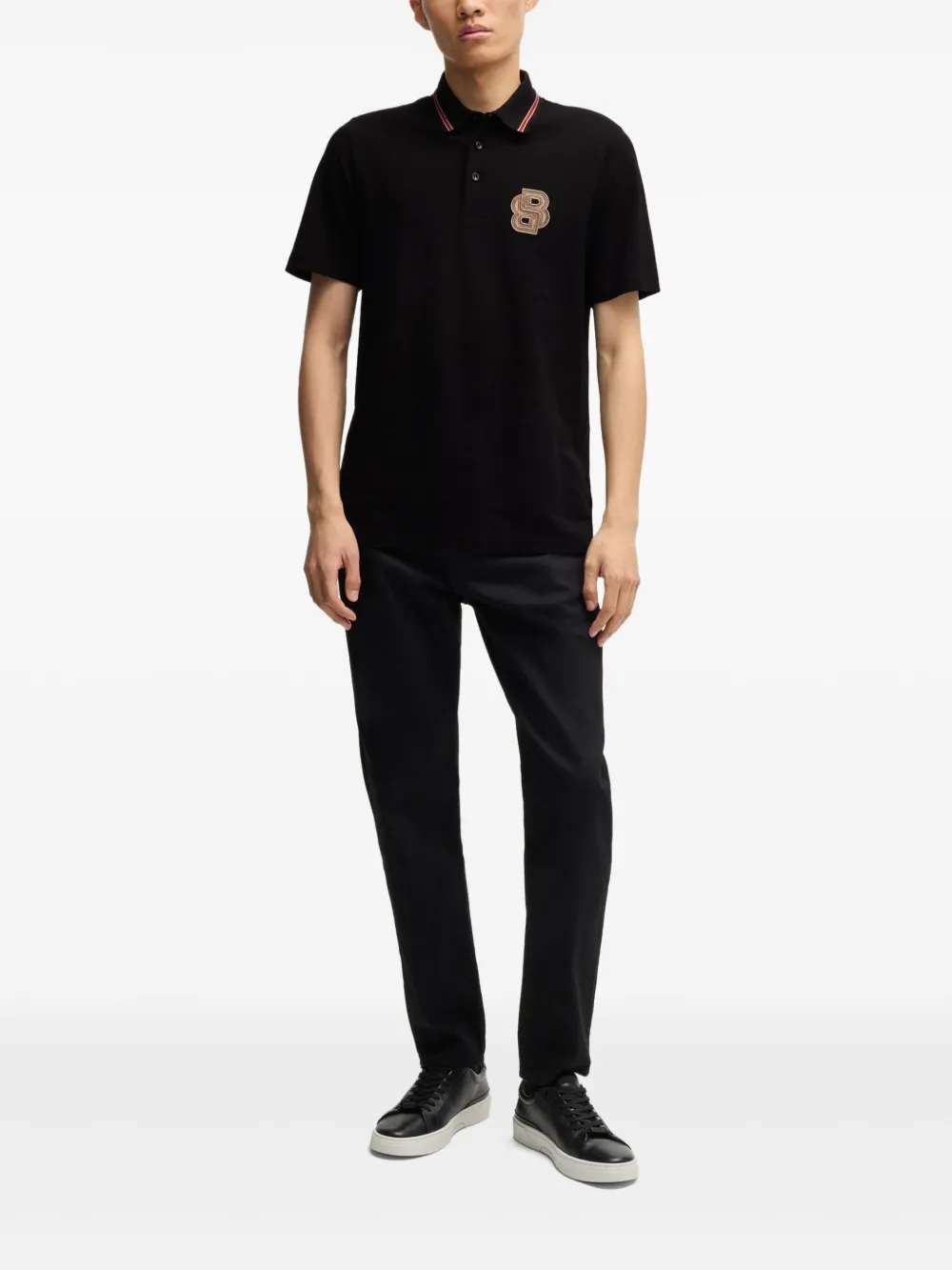 BOSS Poloshirt met logopatch - Zwart