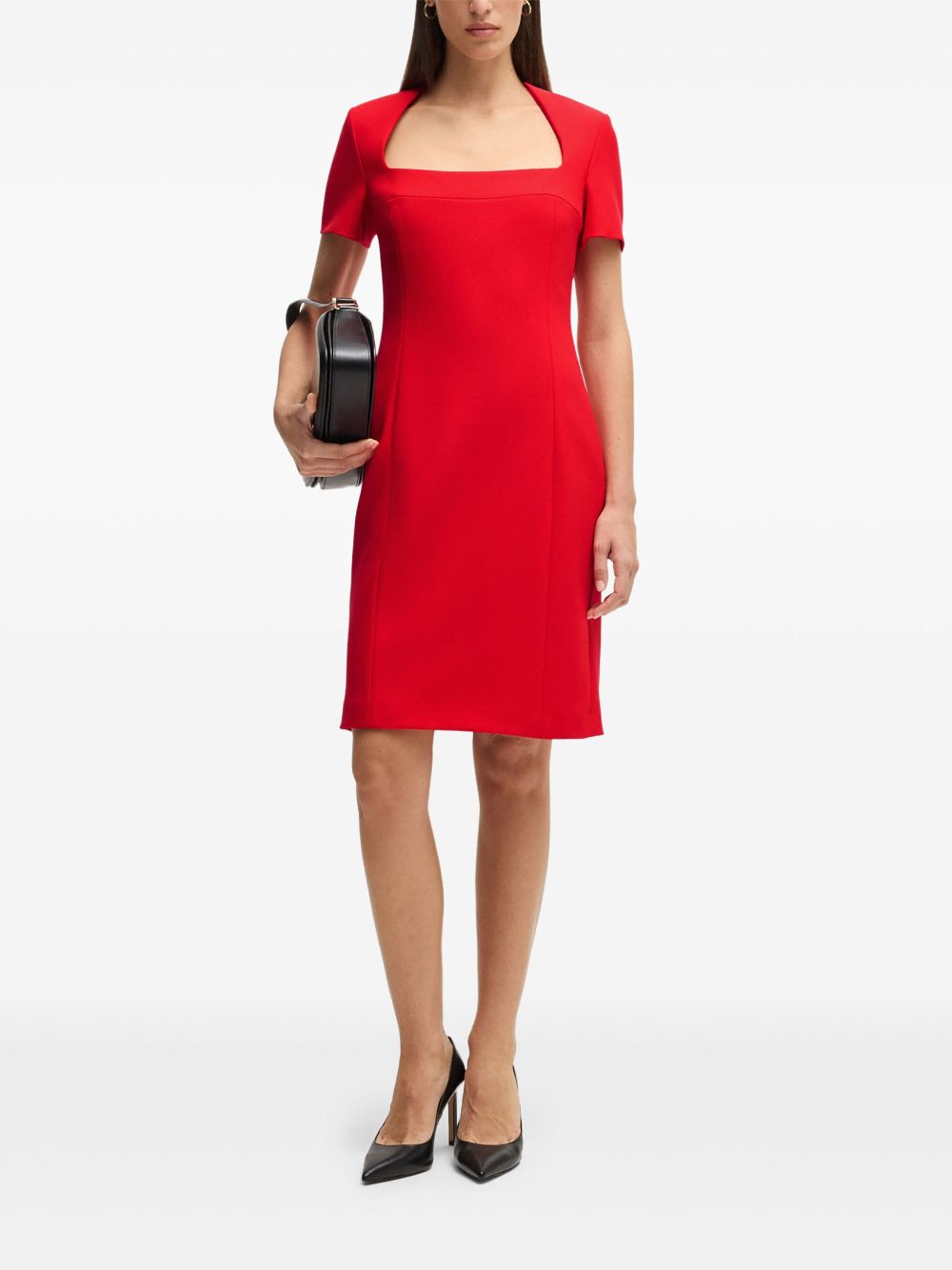 BOSS short-sleeve midi dress - Rood