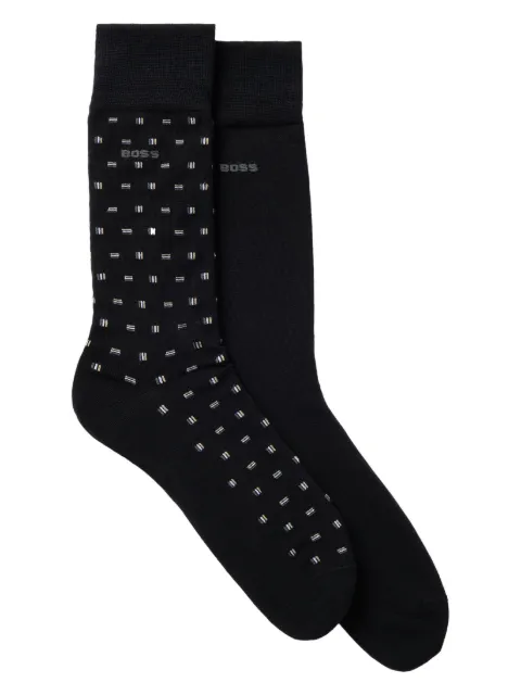 BOSS set de  dos calcetines tejidos con logo en intarsia