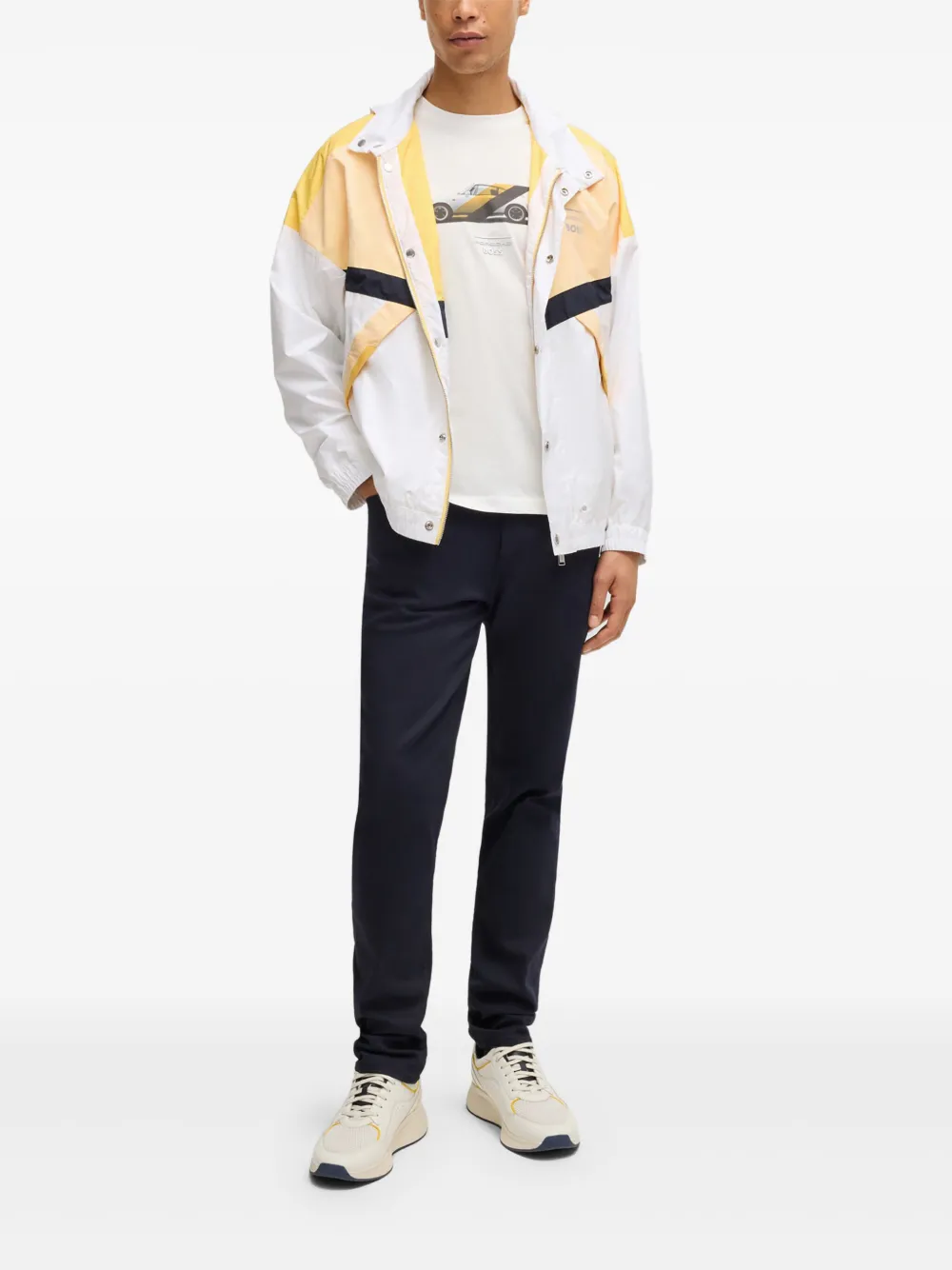Hugo Boss Porsche X Boss Water-repellent Jacket With Colour-blocking In White