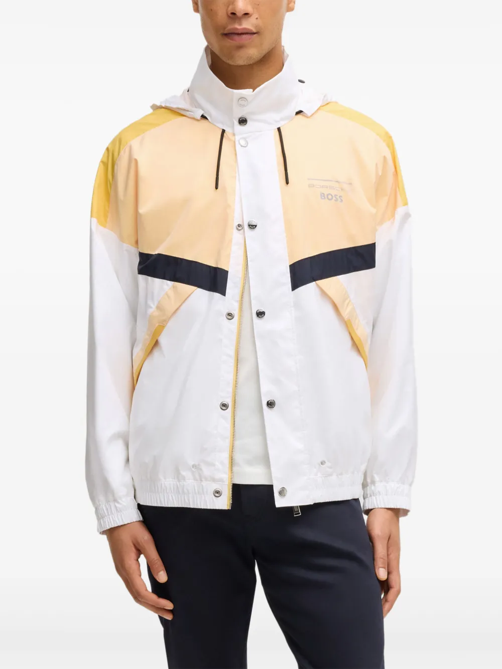 Hugo Boss Porsche X Boss Water-repellent Jacket With Colour-blocking In White