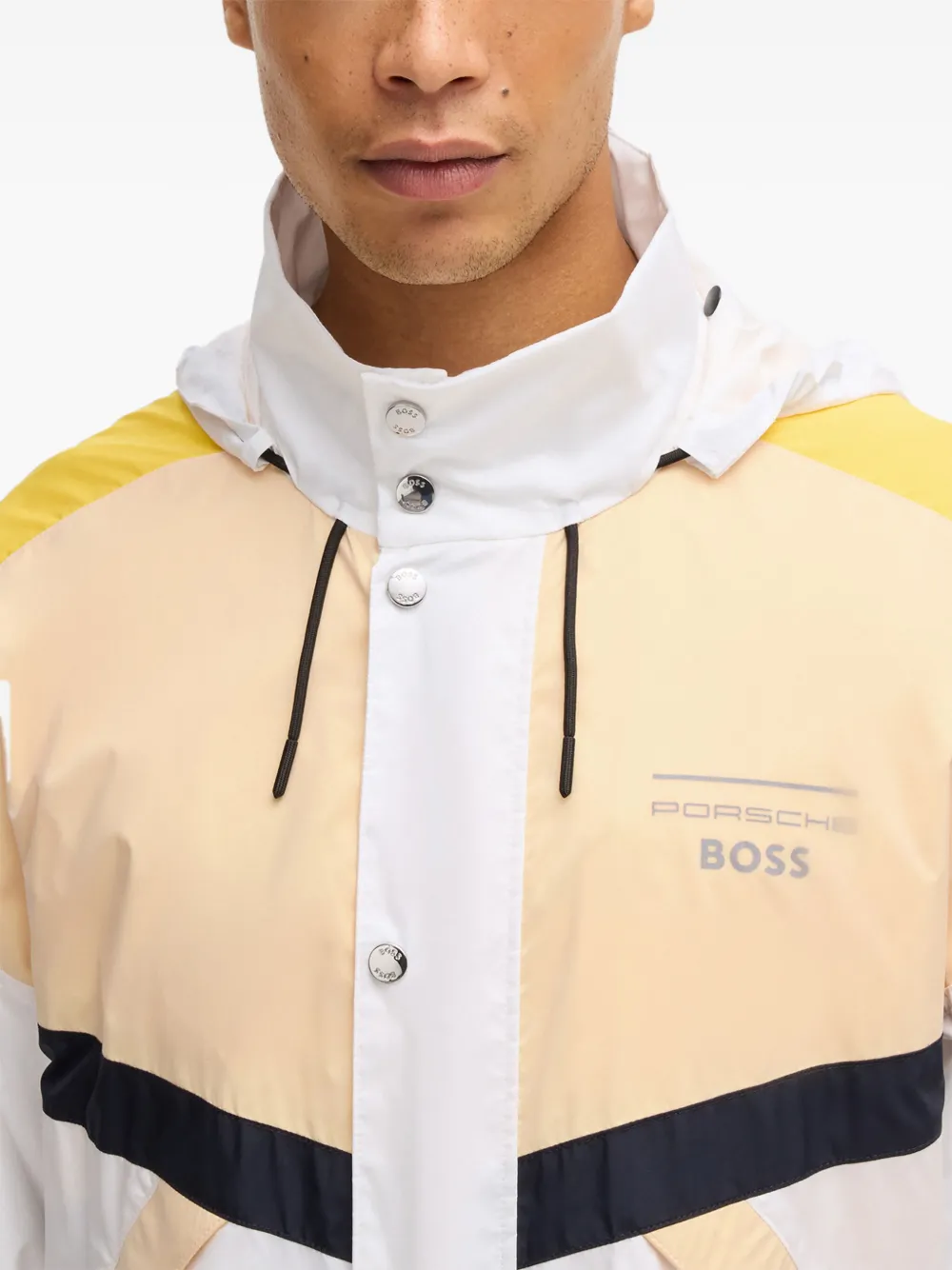 Hugo Boss Porsche X Boss Water-repellent Jacket With Colour-blocking In White