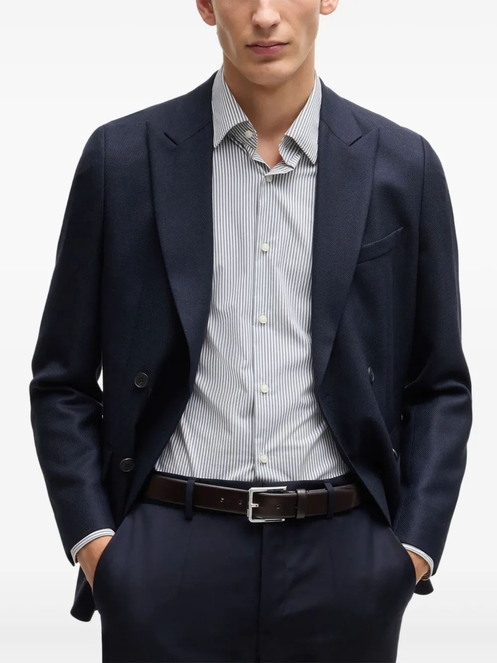 BOSS Leren riem Bruin