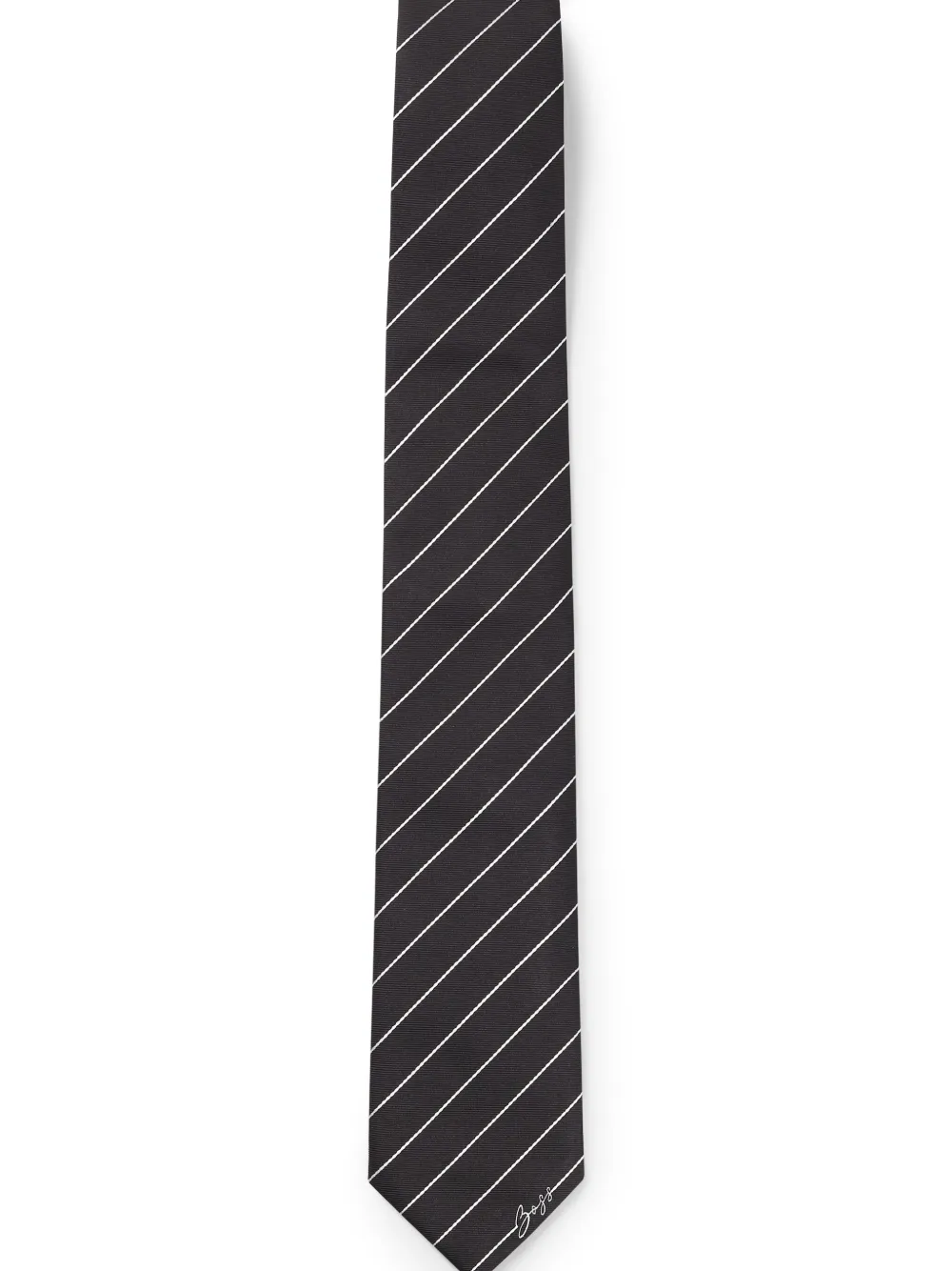 BOSS Gravata com padronagem risca de giz | Preto | Image 1
