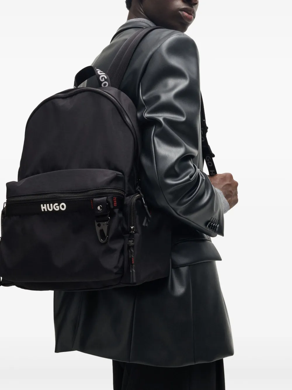 HUGO multi-pocket backpack - Zwart