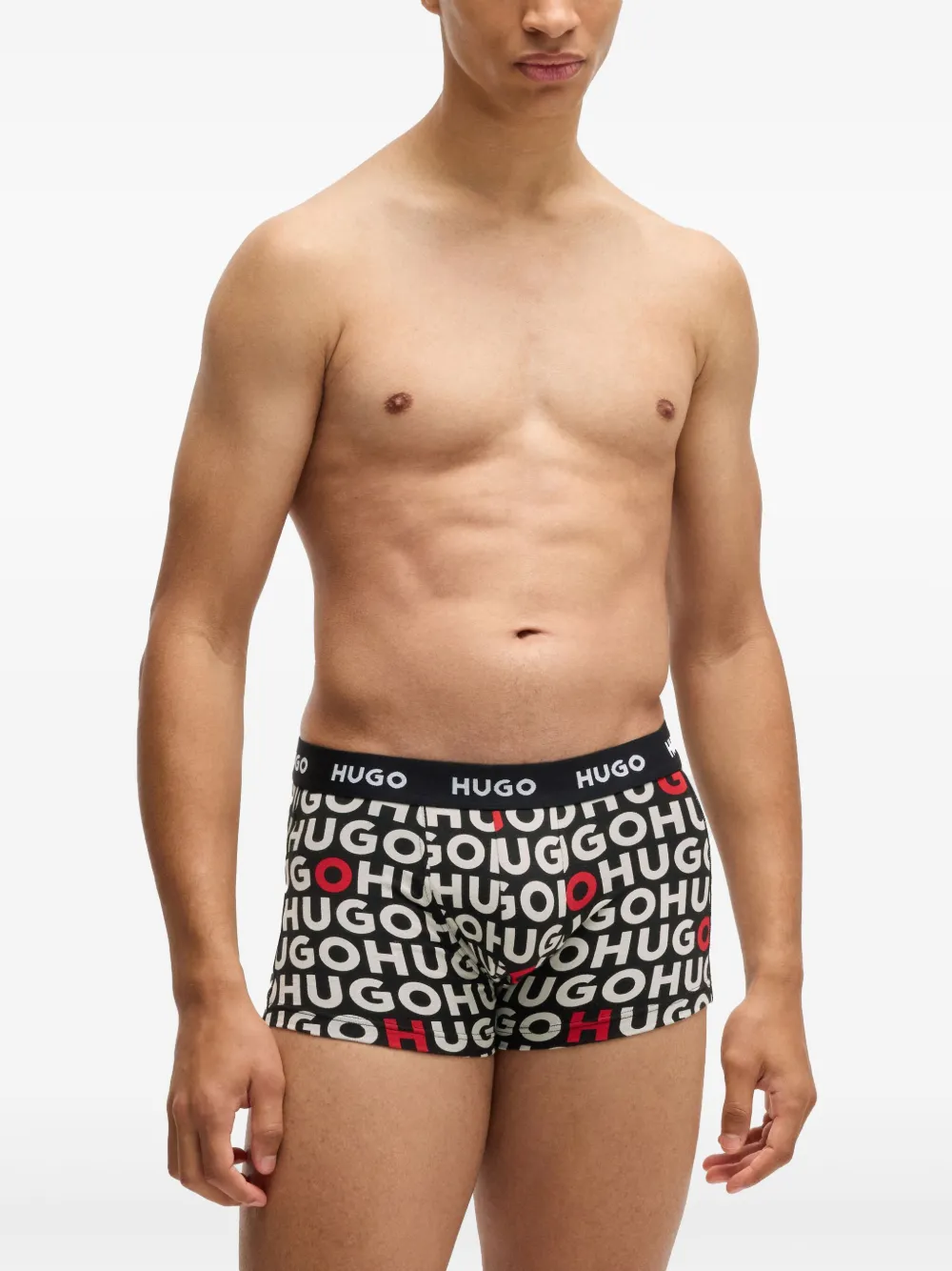 HUGO Drie boxershorts met logoprint Zwart