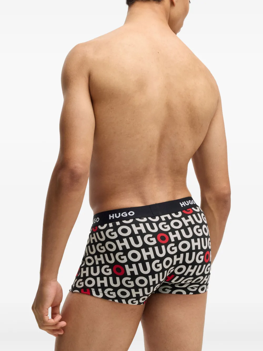 HUGO Drie boxershorts met logoprint Zwart