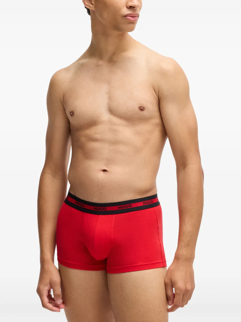 HUGO Drie boxershorts met logoprint Zwart