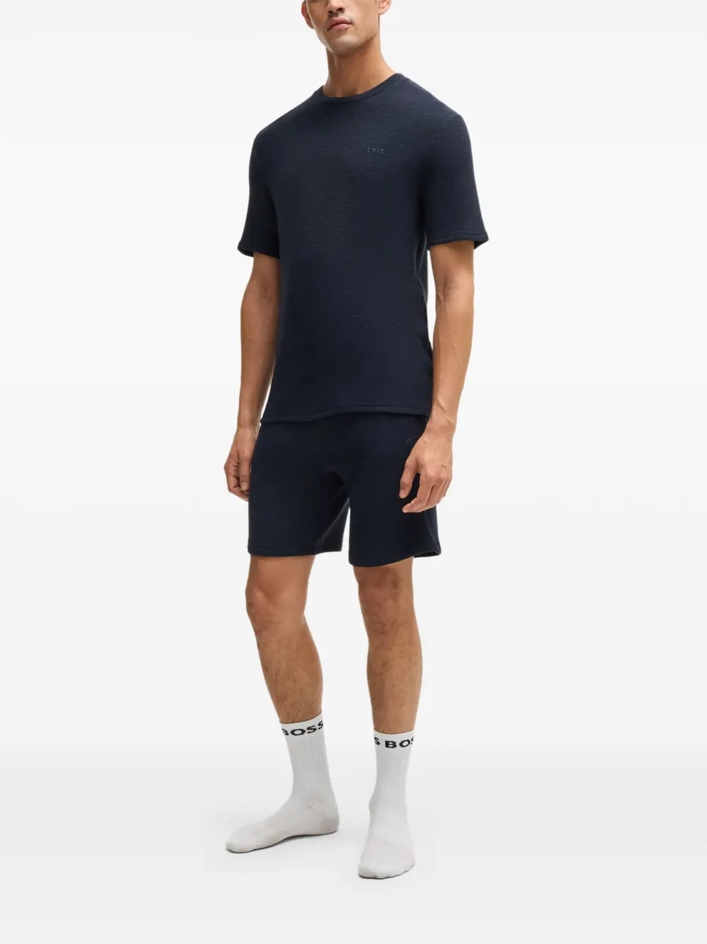 BOSS Pyjamashorts met geborduurd logo Blauw
