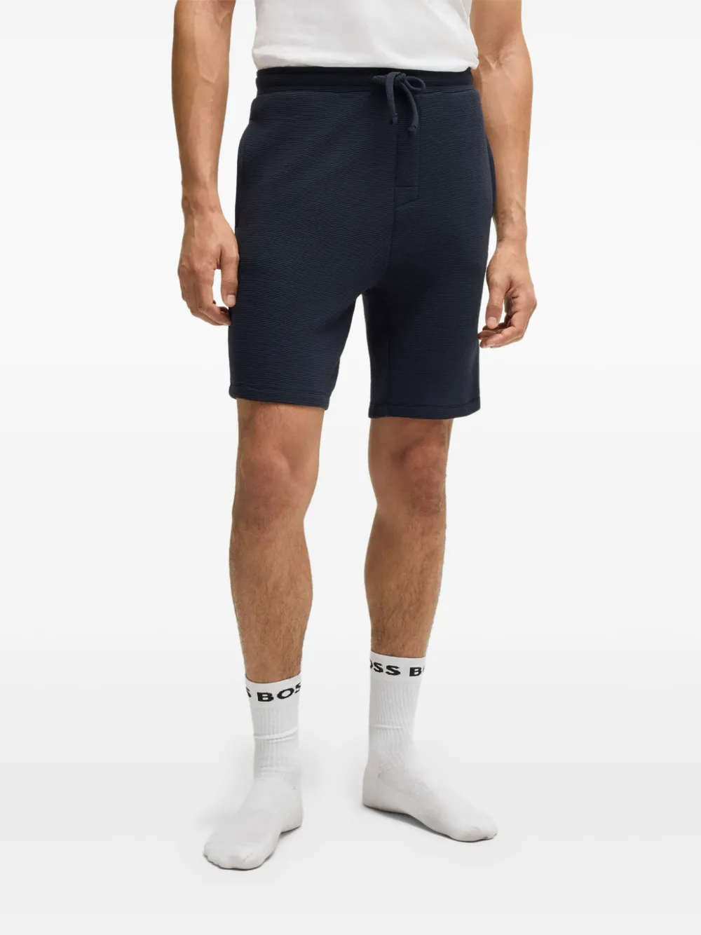 BOSS Pyjamashorts met geborduurd logo Blauw