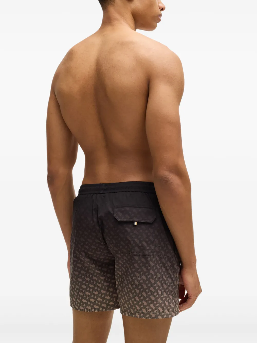 Hugo Boss Monogram-print Swim Shorts In Black