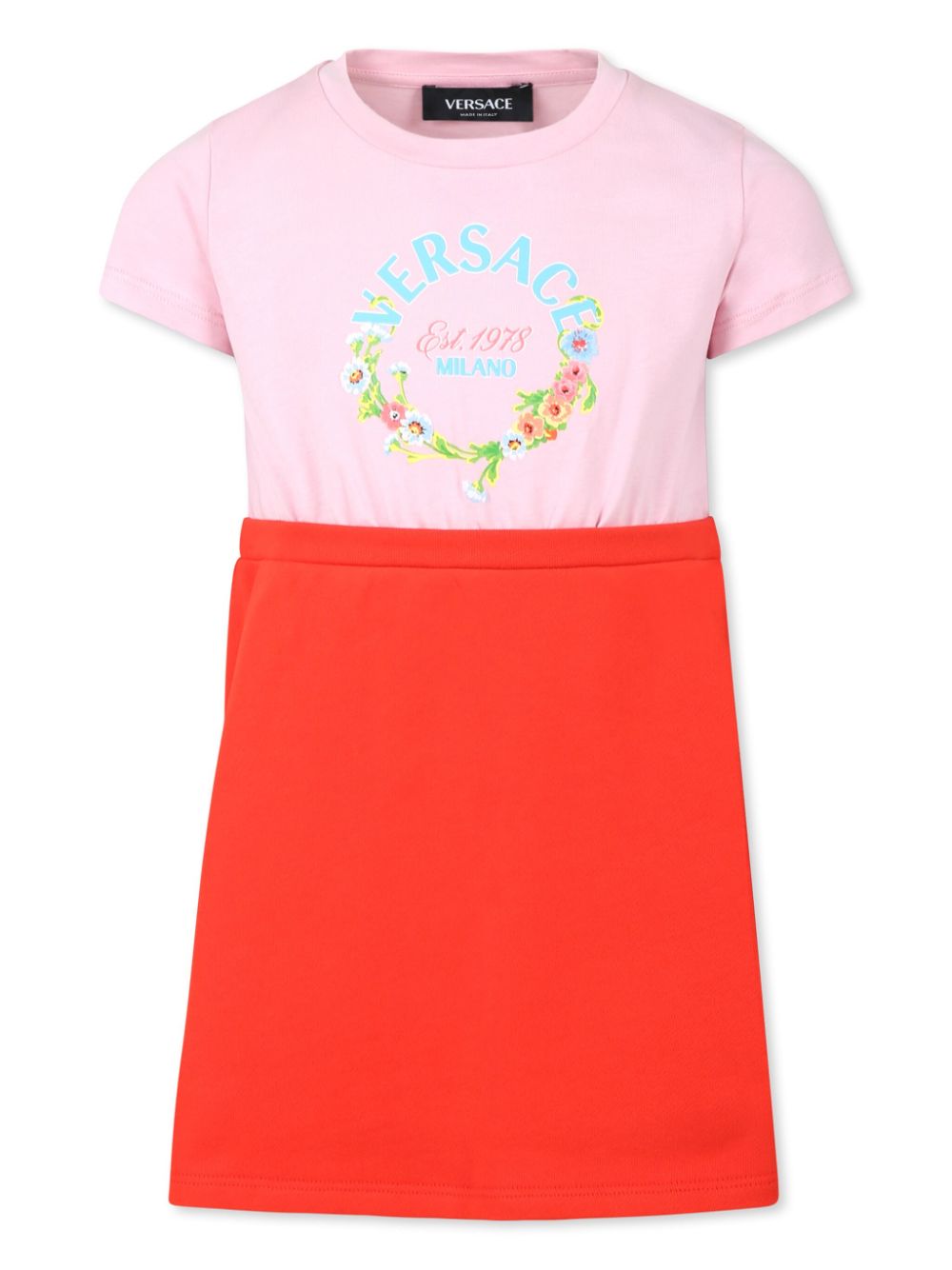 Versace Kids Jurk met logoprint Roze