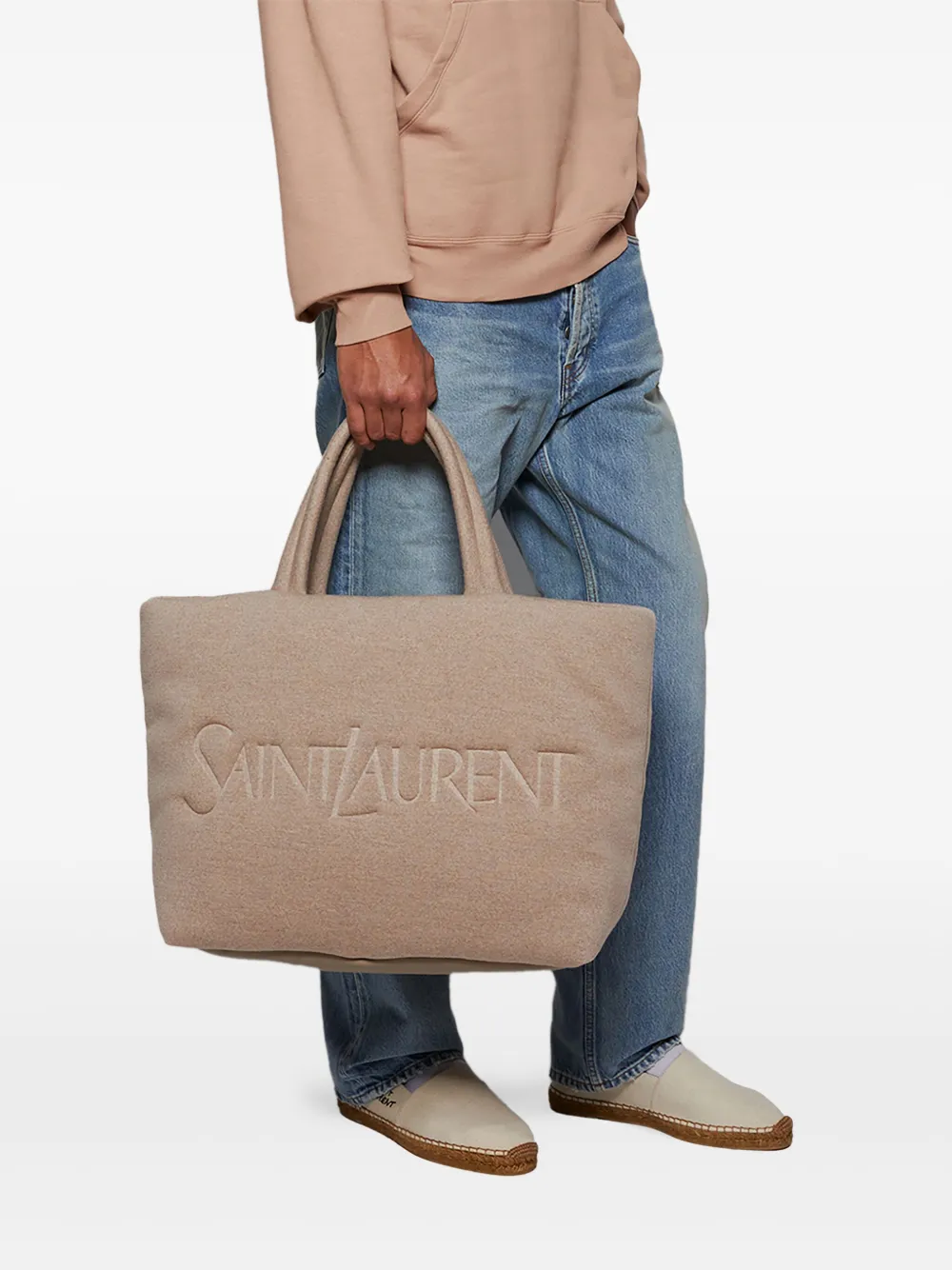 Saint Laurent Gewatteerde shopper - Beige