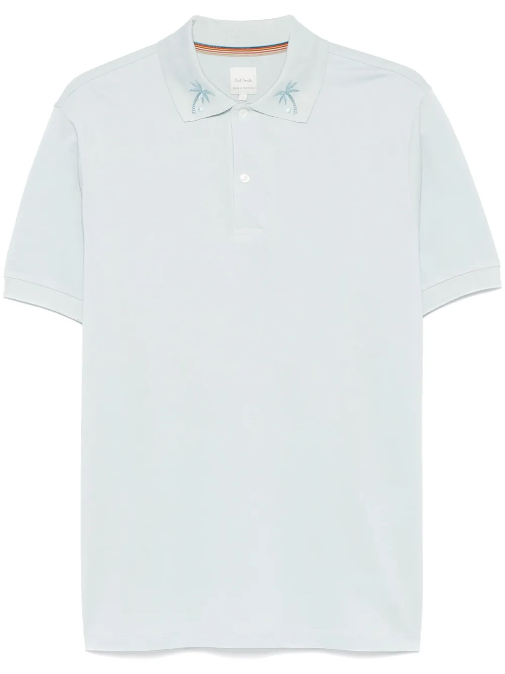 embroidered-collar polo shirt