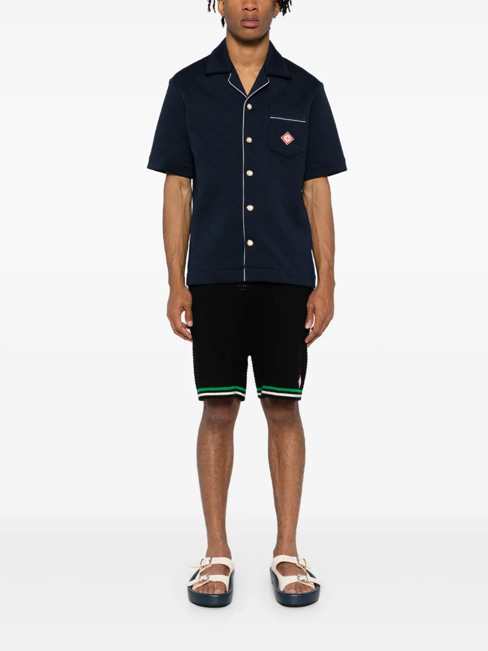 Casablanca Overhemd met Cubaanse kraag - Blauw