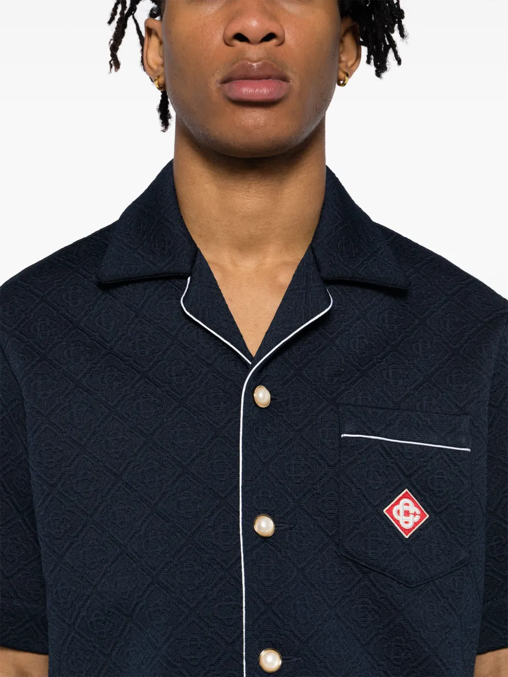 Casablanca Overhemd met Cubaanse kraag Blauw