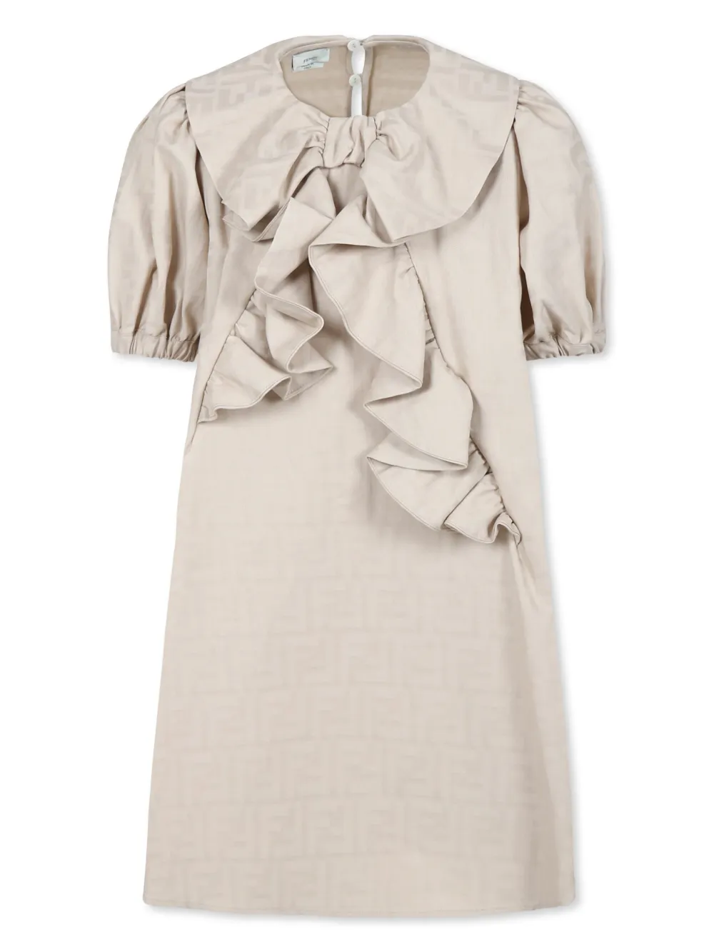 Fendi Kids Jurk met ruches Beige