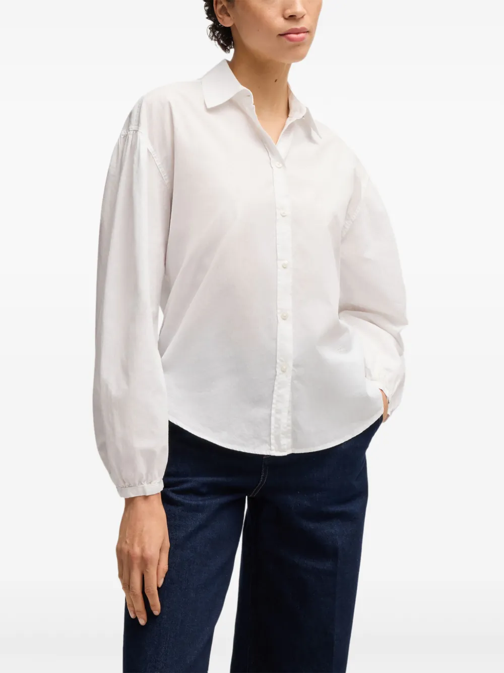 BOSS Katoenen blouse Wit