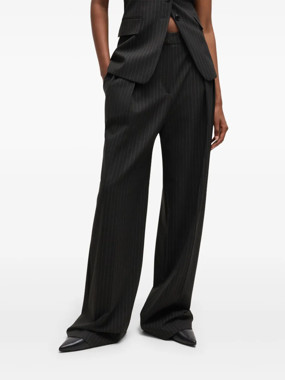 HUGO Straight broek met krijtstreep Grijs