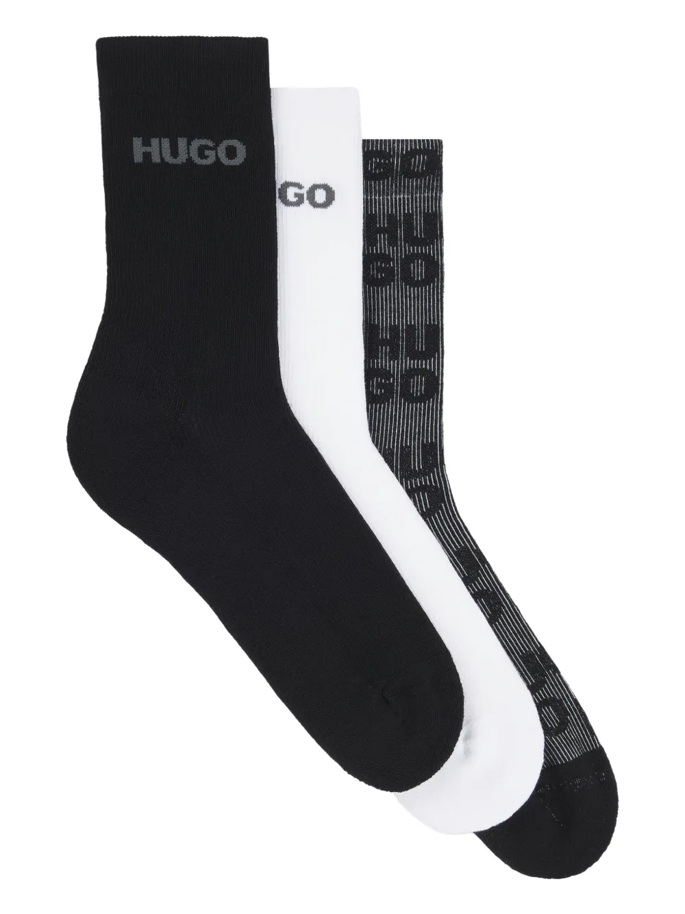 HUGO Kit 3 pares de meias com logo intarsia | Preto | Image 1