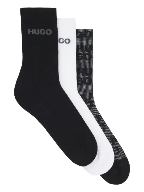 HUGO Kit 3 pares de meias com logo intarsia