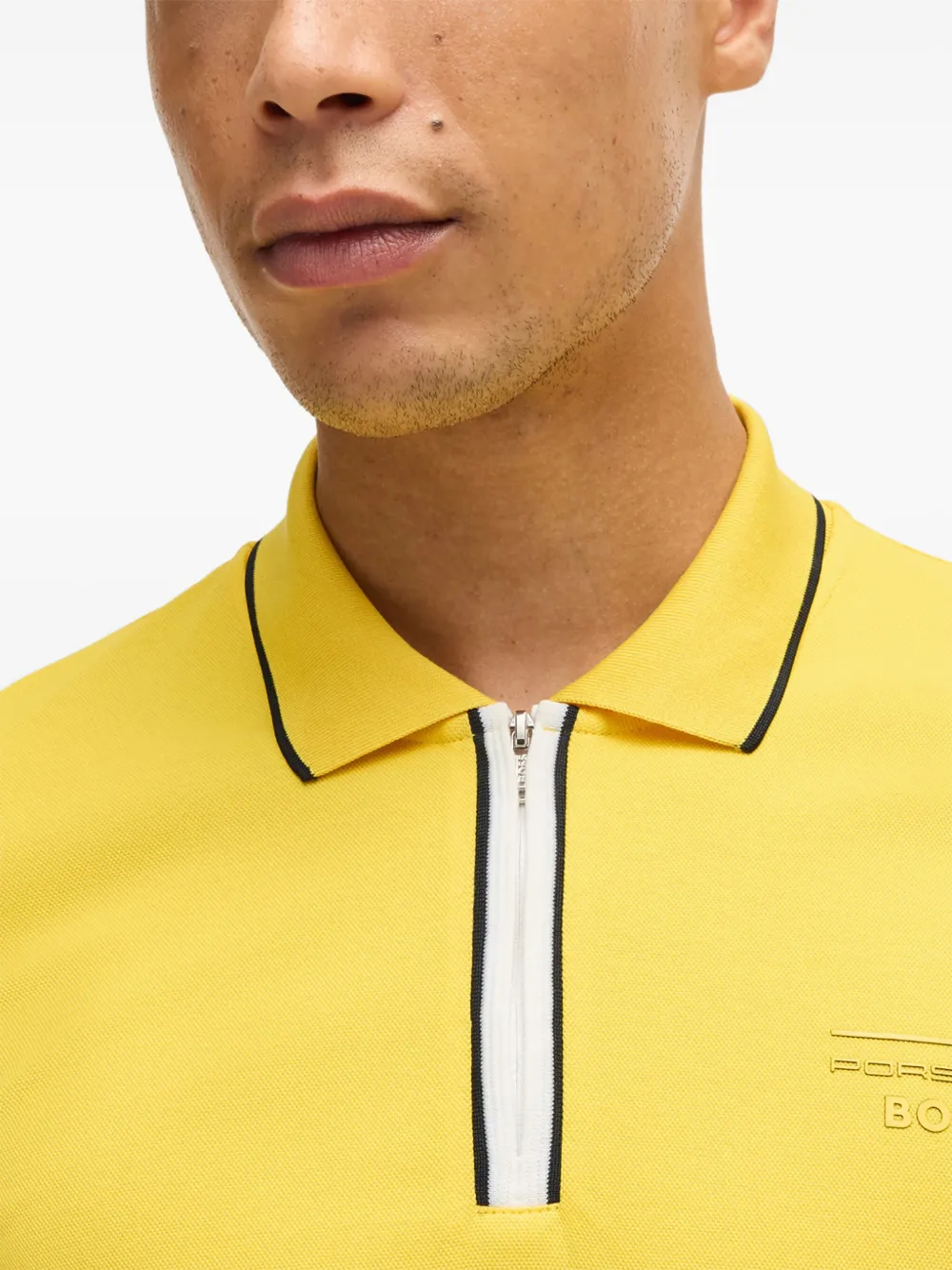 BOSS x Porsche poloshirt met logopatch Geel