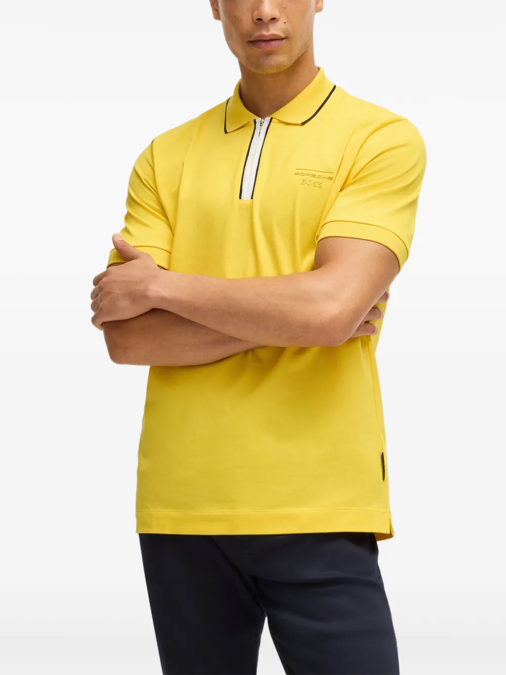 BOSS x Porsche poloshirt met logopatch Geel