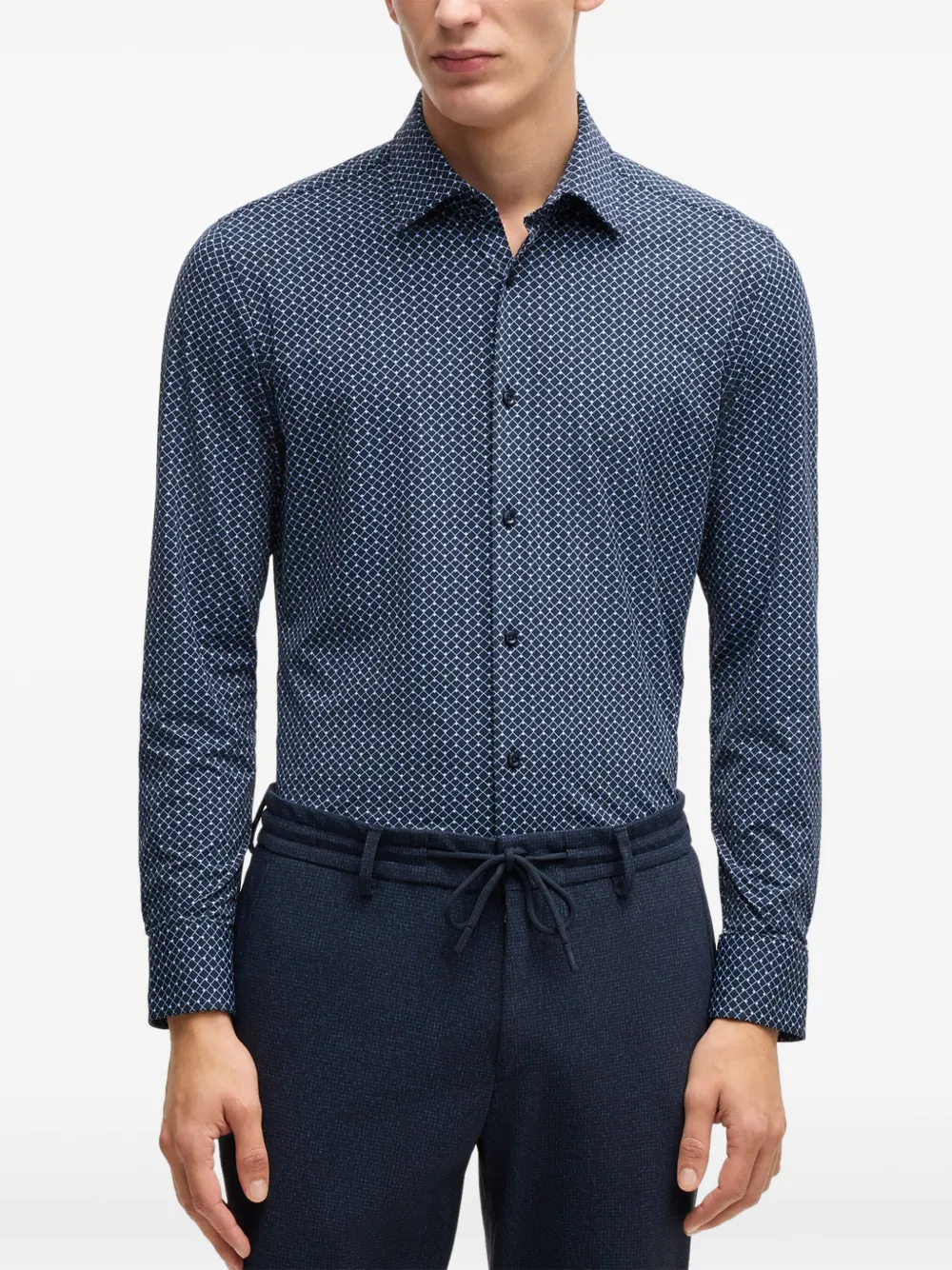 BOSS Overhemd met patroon Blauw