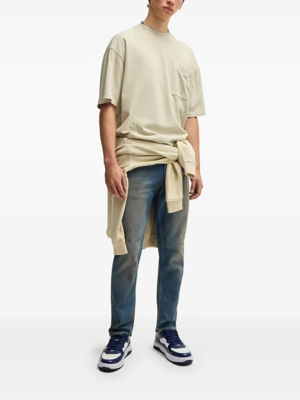 HUGO Camiseta de algodão com pesponto | Camisetas | Image 2