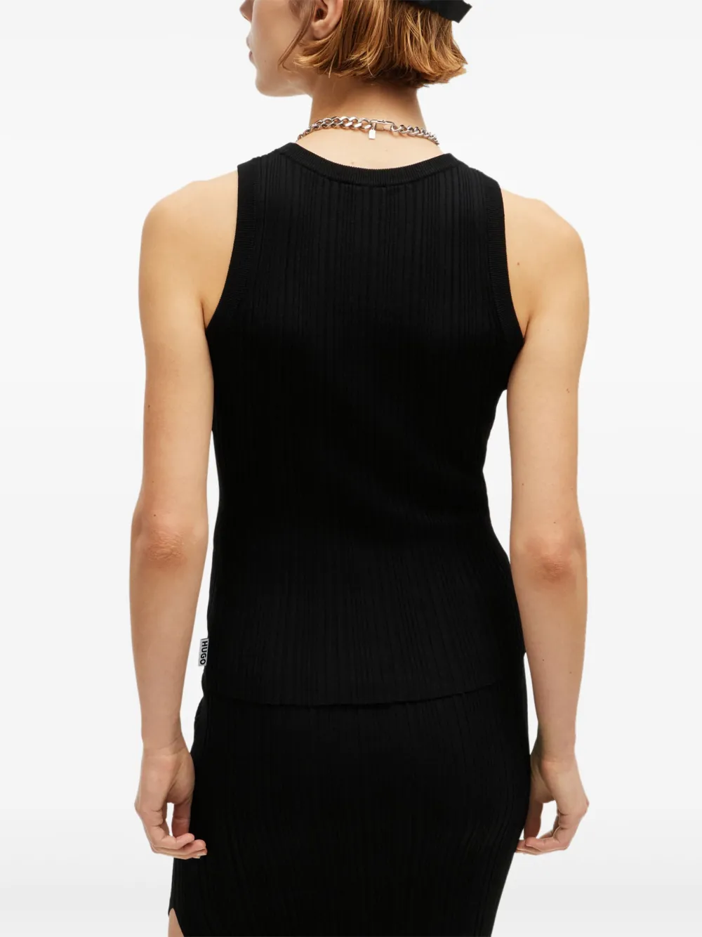 HUGO Geribbelde tanktop 001 BLACK