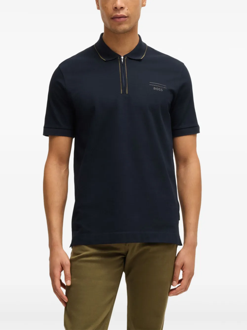 BOSS zip-down polo shirt