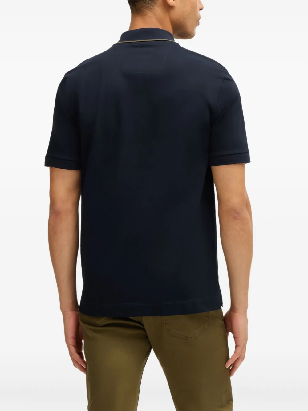 BOSS Poloshirt met rits Blauw