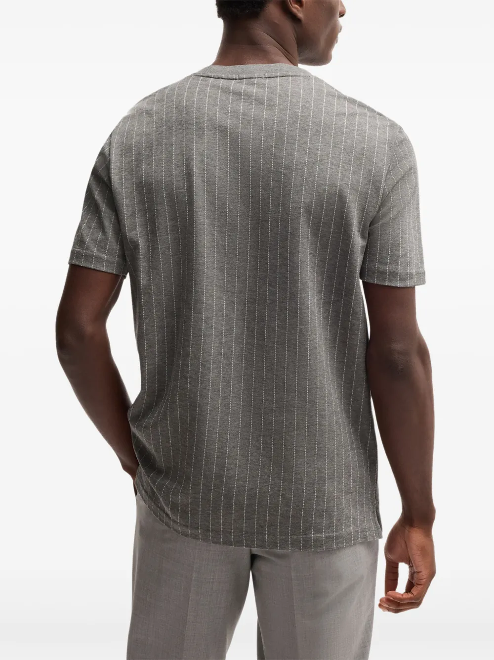 BOSS Gestreept T-shirt Grijs