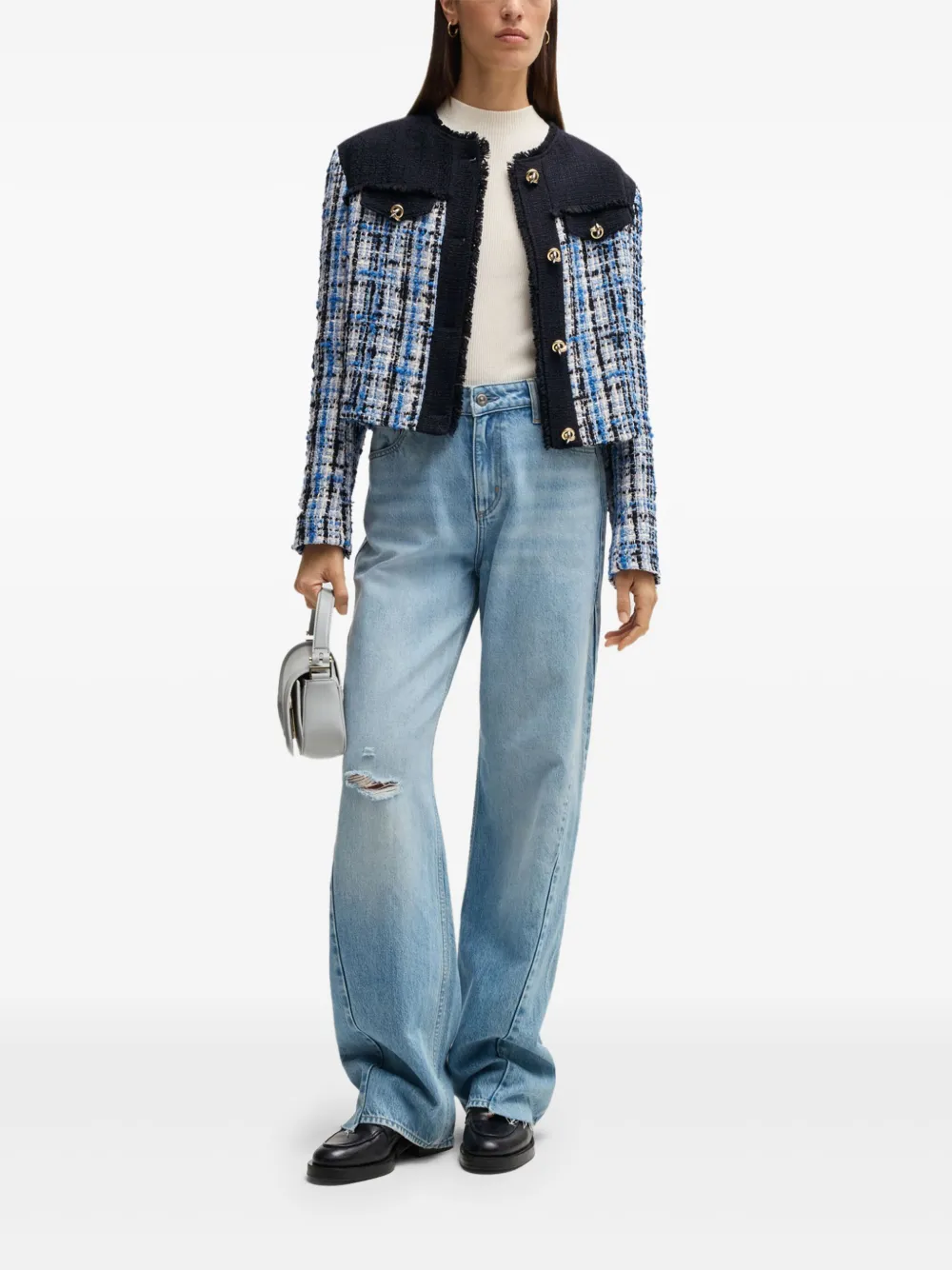 BOSS Tweed jack Blauw