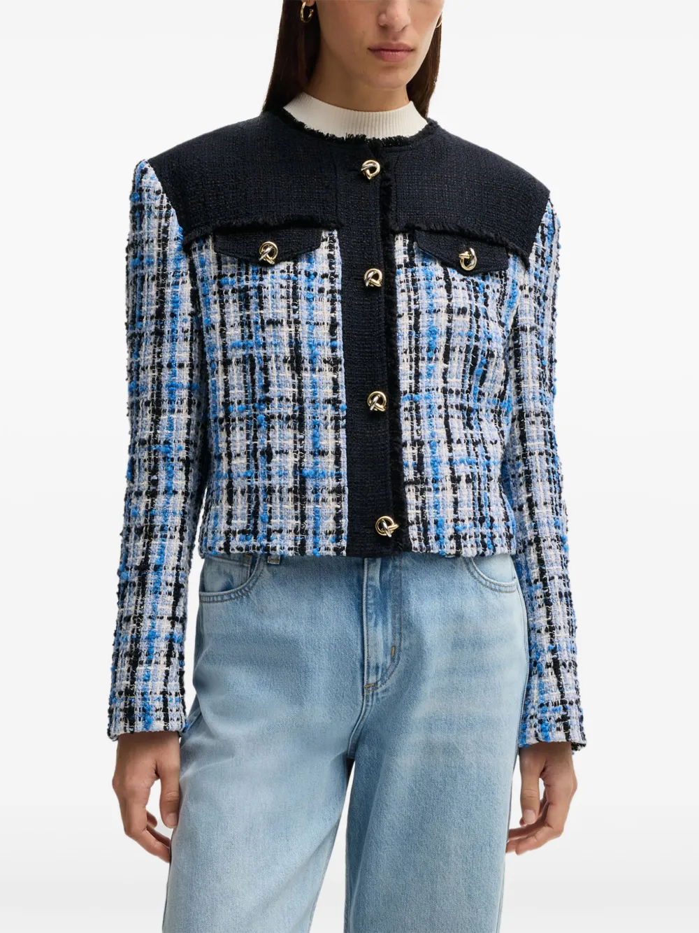 BOSS Tweed jack Blauw