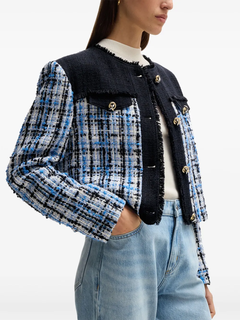 BOSS Tweed jack Blauw