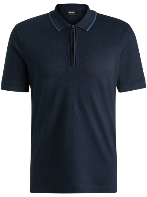 BOSS zipd-dow collar polo shirt 